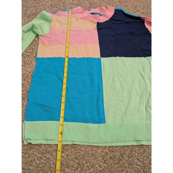 Lands End Women's Sweater Color Block Multi-color Size M/10-12 - Picture 6 of 7